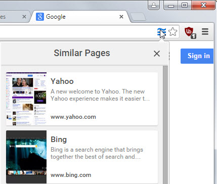 chrome similar pages