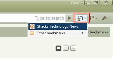 google chrome bookmark button