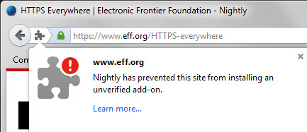 firefox prevent installation unsigned addon