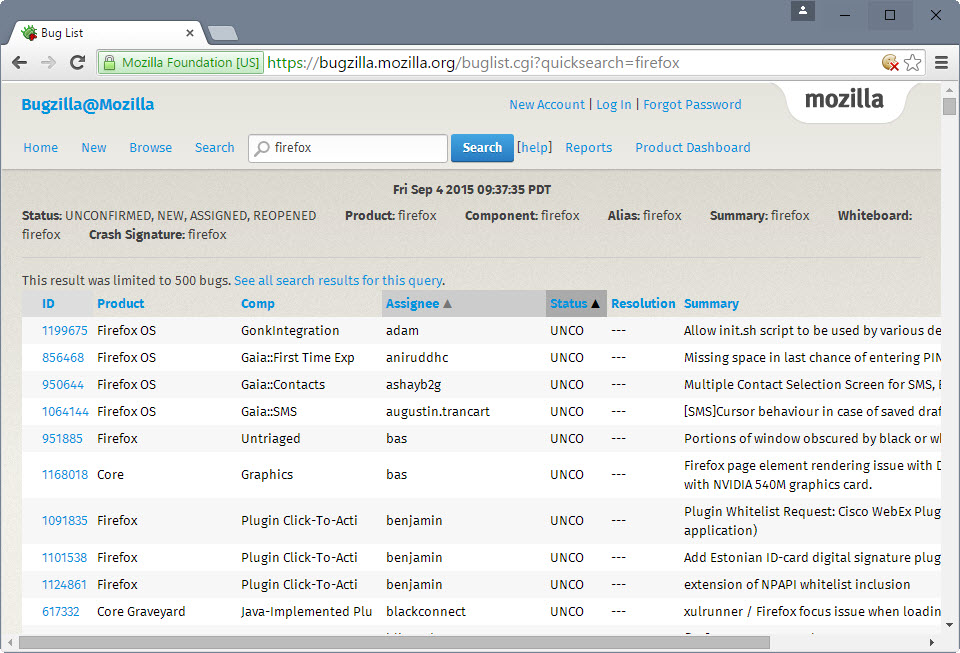 firefox bugzilla