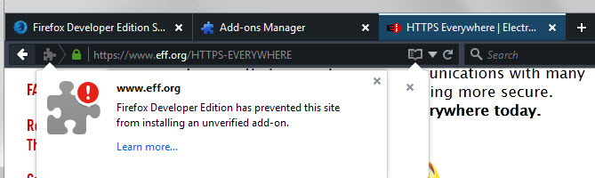 firefox block unsigned addons