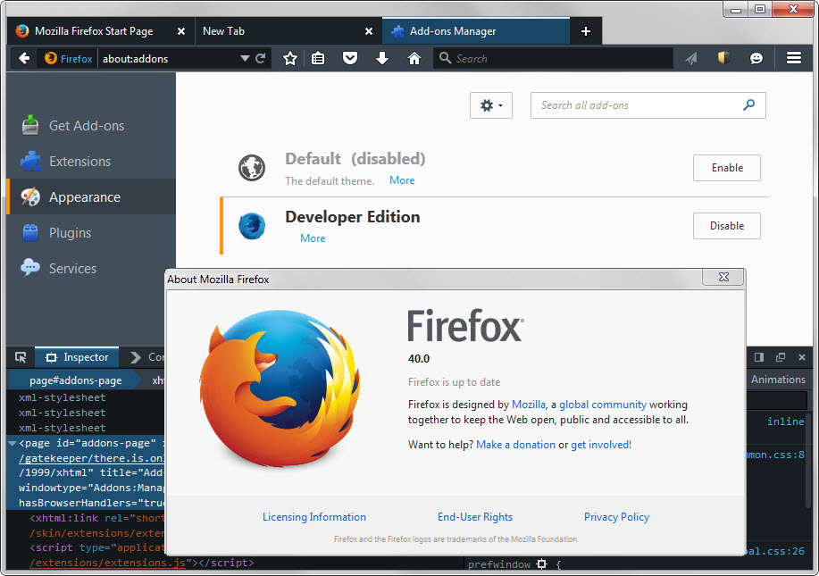 firefox 40 developer edition theme