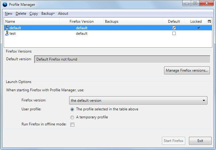 firefox profile manager