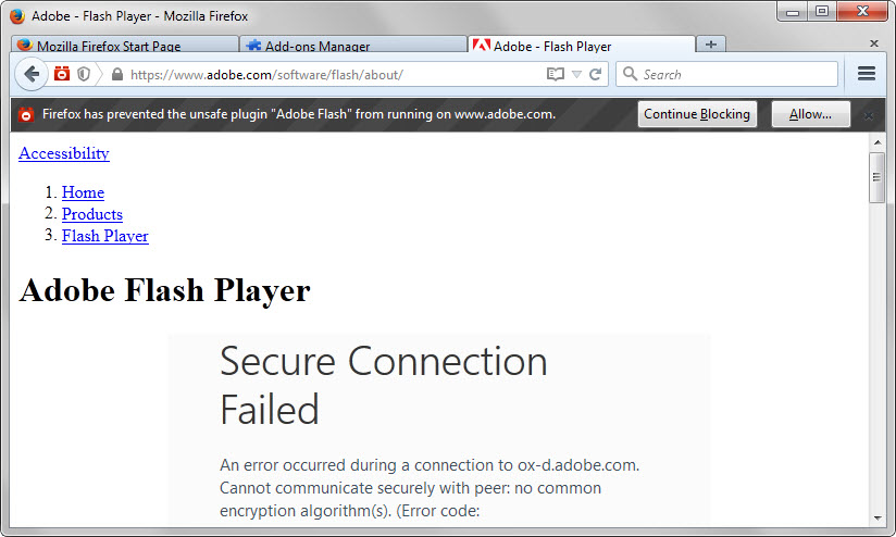 flash blocked firefox