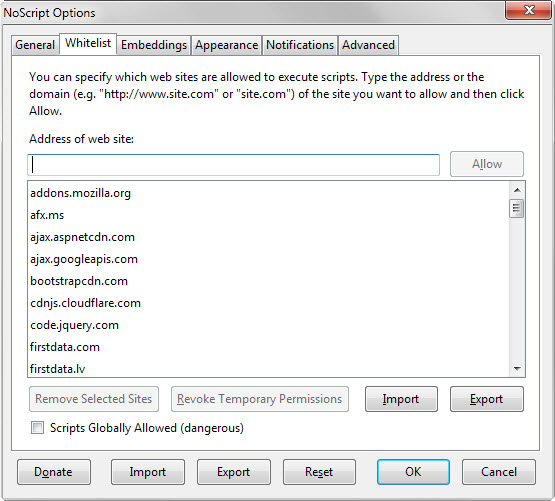 noscript whitelist