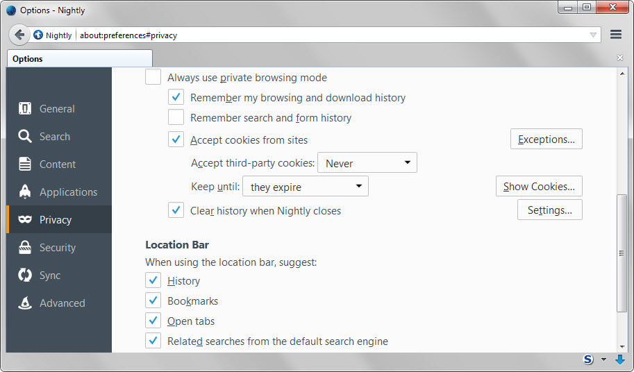 firefox search suggestions address bar