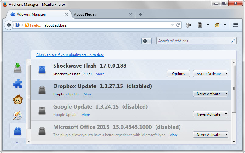 dropbox update plugin firefox