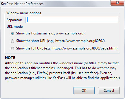 keepass helper options