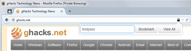 private browsing bookmark passwords