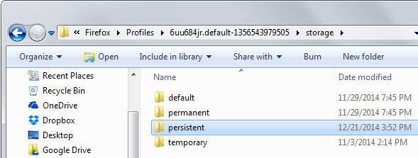 firefox persistent storage