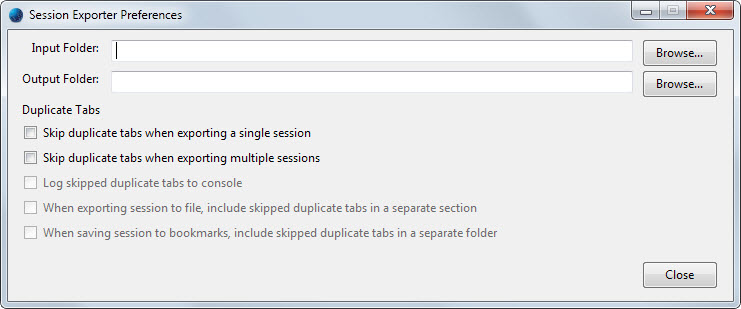 session exporter preferences