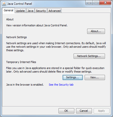 java control panel