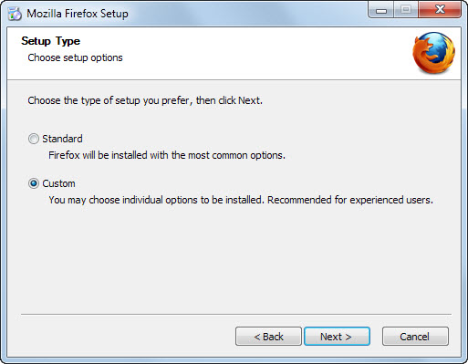 firefox custom installation