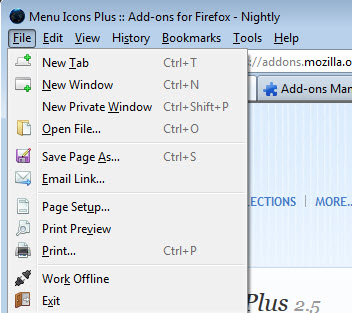 firefox menu bar