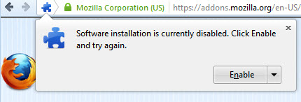 firefox software installation disabled screenshot