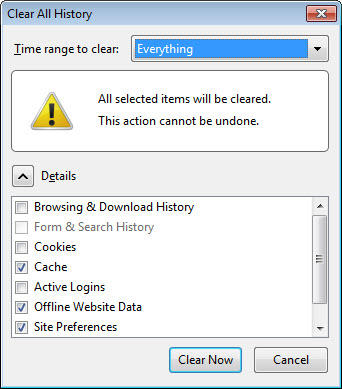 firefox clear history screenshot