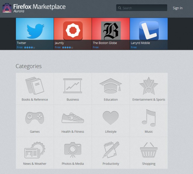 firefox marketplace screenshot