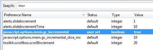 javascript options mem gc_incremental