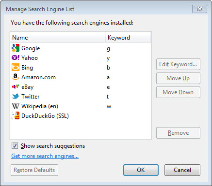 manage search engines