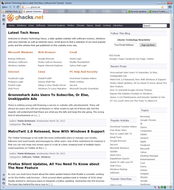 firefox vertical toolbar