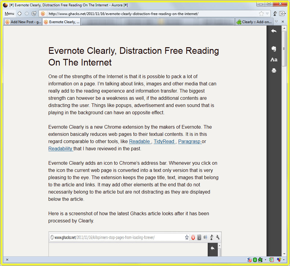 evernote clearly addon