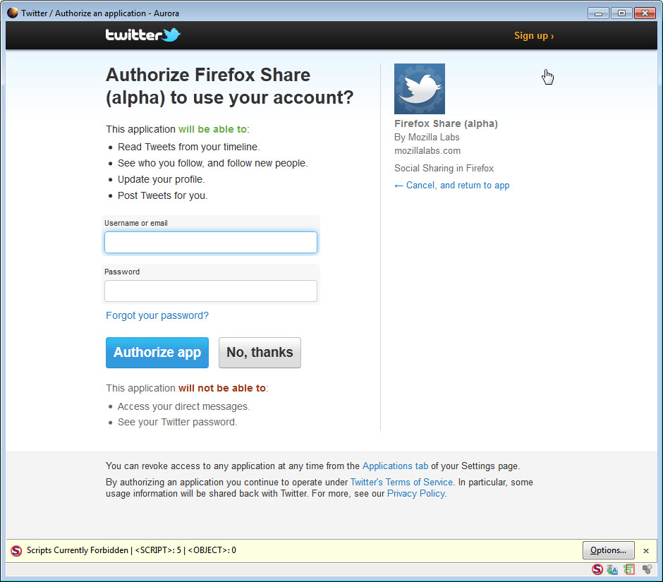 authorize firefox share