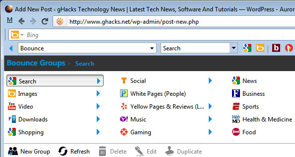 search toolbar