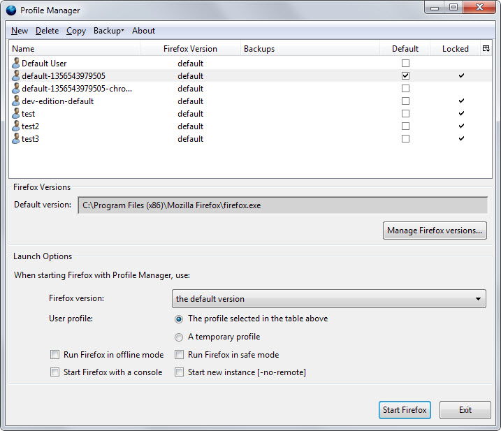firefox profile manager