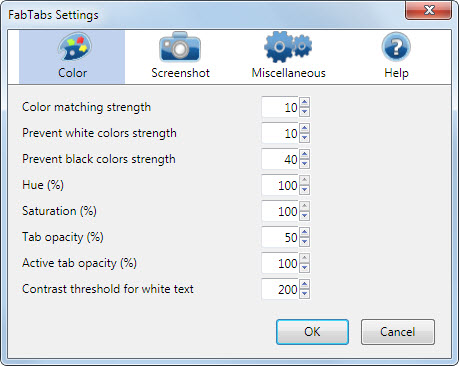 fabtab settings