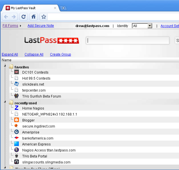 lastpass vault