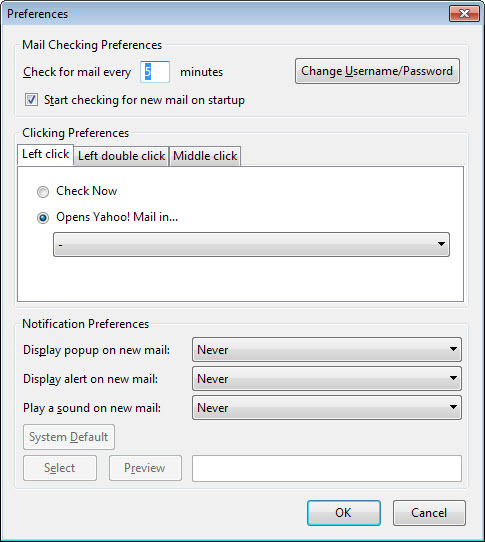 yahoo mail notifier preferences