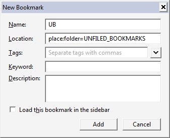 firefox unsorted bookmarks