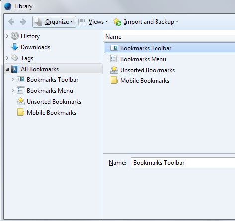 firefox unsorted bookmarks