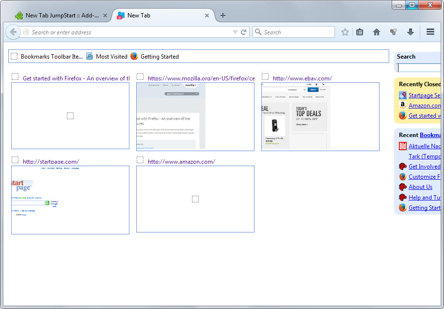 firefox new tab jumpstart