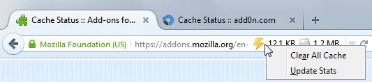 firefox cache status