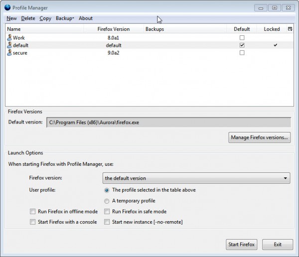 mozilla profile manager