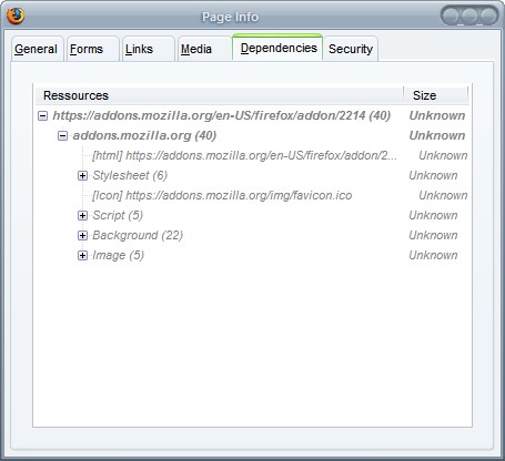 firefox view dependencies add-on