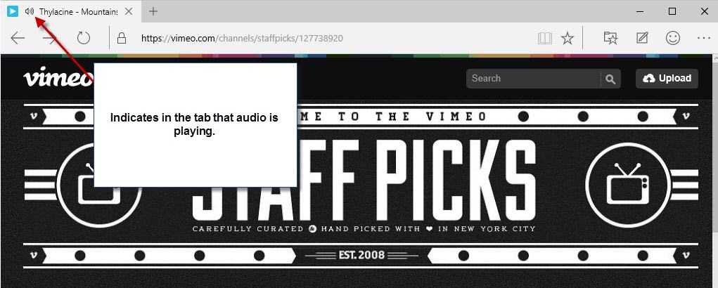 audio indicator microsoft edge