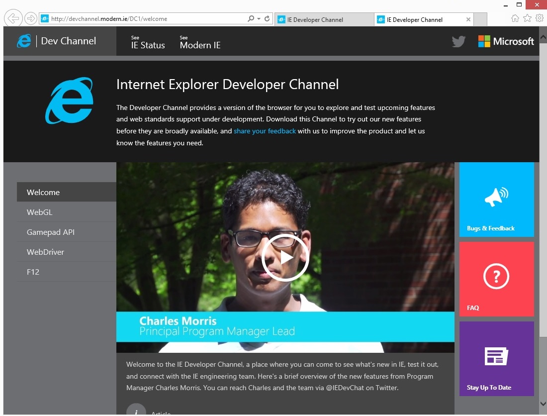 ie developer channel