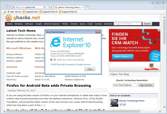 internet explorer 10 screenshot