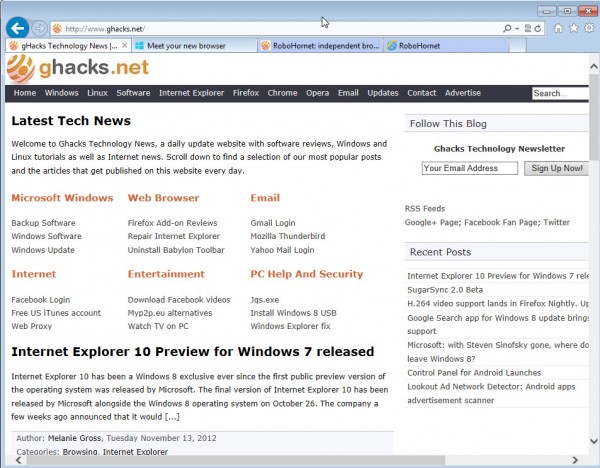 internet explorer 10 screenshot