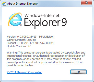 internet explorer 9 rc