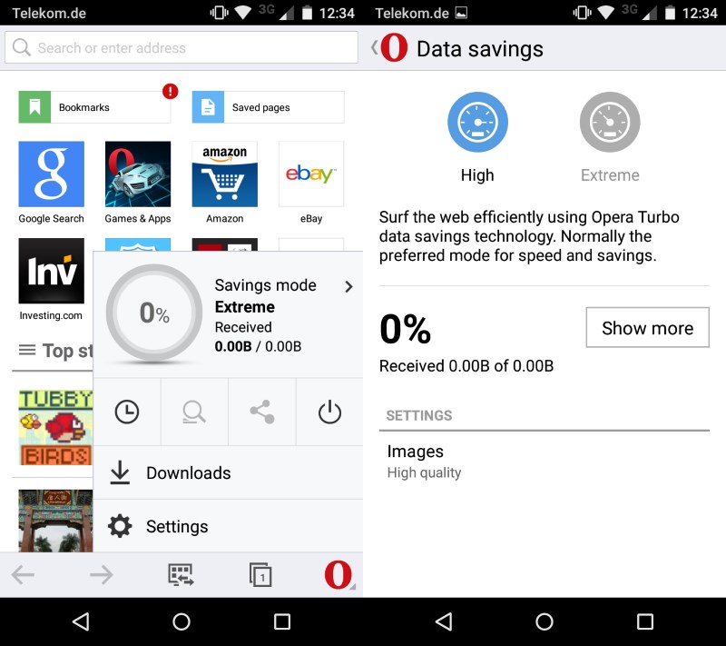 opera mini high compression