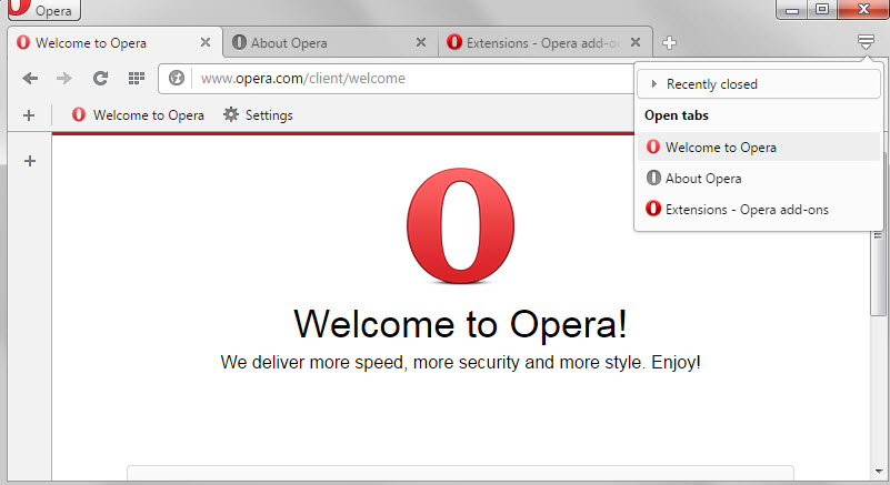 opera tab switching