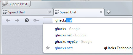 opera address bar suggestions