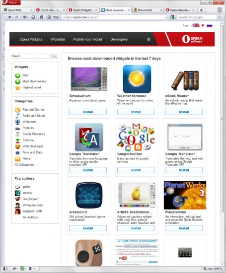 opera widgets install