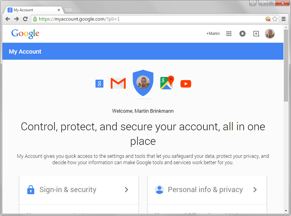 google new account management