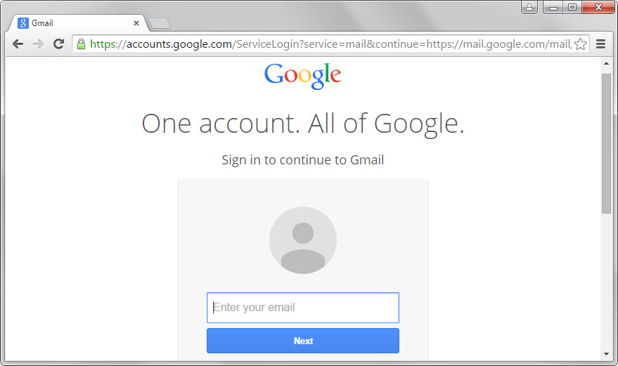 google sign-in first page