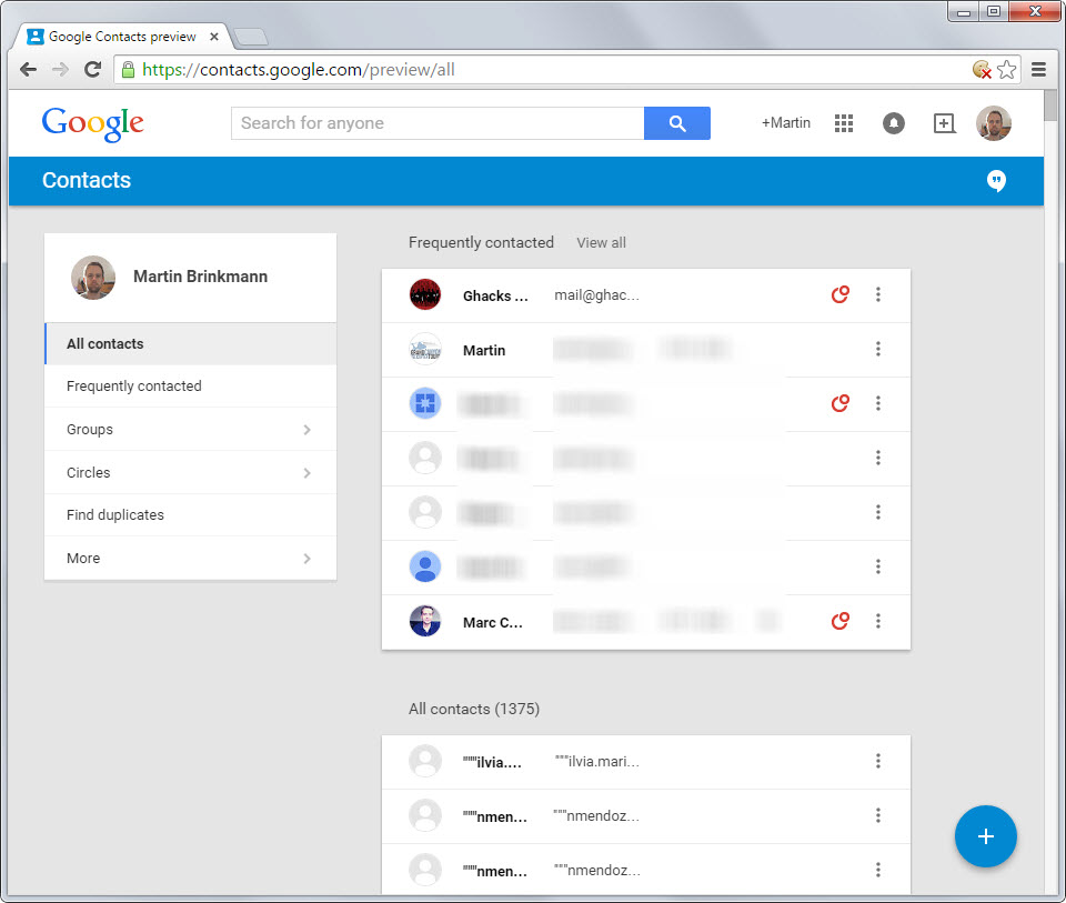 google contacts new