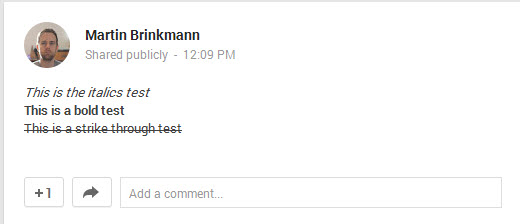 google+ text format